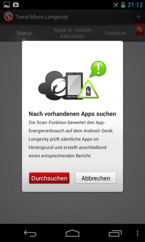 Beim ersten Start sucht die App nach Akkusünder.