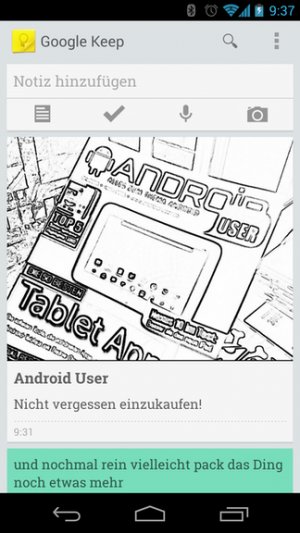 Notizen lassen sich in einem Raster oder eine Liste darstellen.