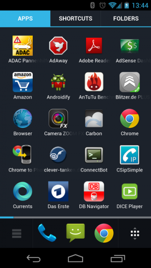 Über den Button rechts unten in der Fußleiste rufen Sie den App-Launcher auf.
