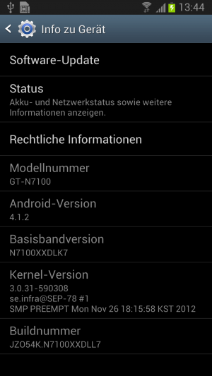 Abbildung 3: In den Infos zum Gerät finden Sie unter Android die Software-Informationen.