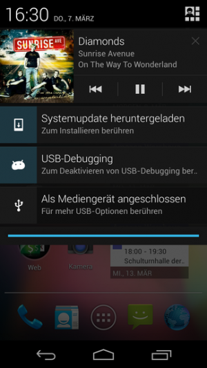 Abbildung 4: Ziehen Sie die Notification Bar von der Oberkante des Bildschirms herunter.