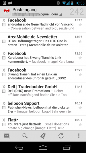 Abbildung 14: Google hat natürlich seinen E-Maildienst Google Mail sehr gut in Android integriert.
