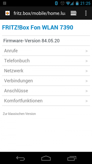 Abbildung 4: Die FRITZ!Box leitet Smartphones und Tablets automatisch zu einer mobilen Version des Web-Frontends weiter.