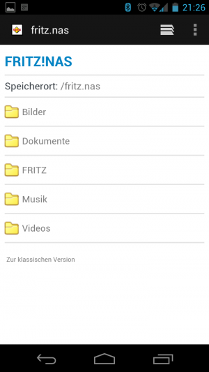 Abbildung 5: AVM hat auch dem Medienserver FRITZ!NAS die neue mobile Variante der Oberfläche spendiert.