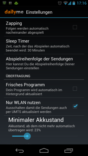 Abbildung 4: In den Einstellungen legen Sie unter anderem fest, ob die App Videos nur per WLAN laden soll.