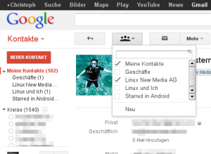 Abbildung 3: Über die Gmail-Kontakte verwalten Sie die Gruppenzugehörigkeit am einfachsten.