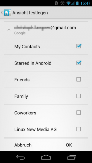 Abbildung 5: Neu erstellte Kontakte laden automatisch immer in der Gruppe MyContacts.