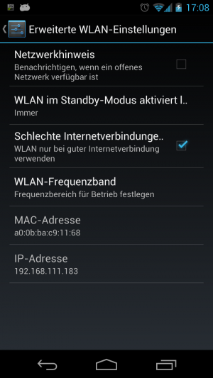 Abbildung 10: Das WLAN sollte auch während des Standbys aktiv bleiben, es verbraucht weniger Strom als 3G.