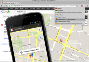 Abbildung 7: Schicken Sie Kartenausschnitte aus Google Maps vom PC auf Ihren Androiden.
