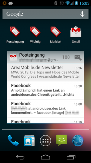 Abbildung 6: Gmail-User sollten sich am besten einen Homescreen dem Email-Dienst widmen.