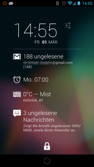 Abbildung 7: Das DashClock Widget für den Lockscreen funktioniert erst mit Android 4.2.