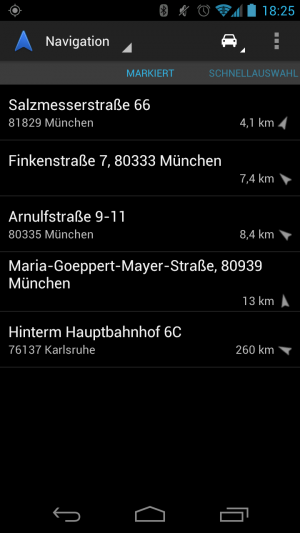 Abbildung 8: In der Navigation haben Sie dann Ihre wichtigsten Orte immer schnell zur Hand.