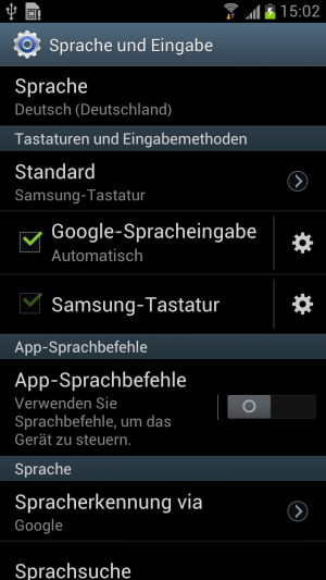 Abbildung 3: Die Option versteckt sich hinter dem Zahnrad-Symbol neben dem Eintrag für die virtuelle Samsung-Tastatur.