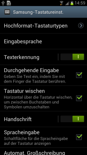 Abbildung 4: Samsung lässt Ihnen die Wahl zwischen der klassischen virtuellen Tastatur und dem neuartigen Swype-Modus.