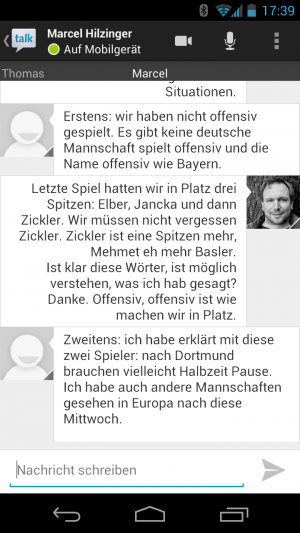 Abbildung 4: Über dem Chat-Fenster finde Sie die Icons zum Starten von Audio- und Video-Chats.