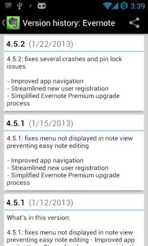 Zu den einzelnen Apps gibt es eine Update-Historie.