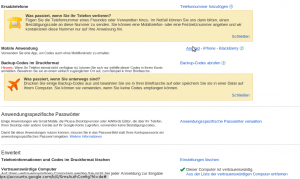Hier richten Sie das Android-Gerät als Code-Generator ein.