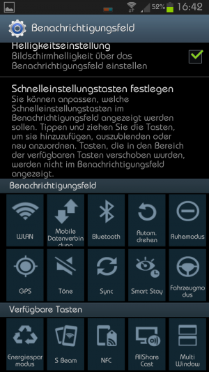 Abbildung 12: Die Toggles in der Taskleiste wurden erweitert und sind nun auch konfigurierbar.