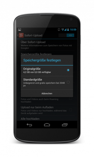Abbildung 2: Google+ sichert die mit dem Smartphone gemachten Bilder automatisch.