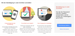 Abbildung 4: Mit der Bestätigung in zwei Schritten sichern Sie Ihren Google-Account ab.
