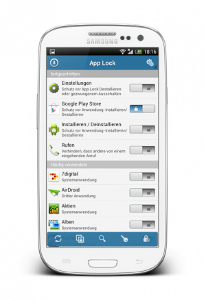Abbildung 6: Nicht wirklich sicher, aber ausreichend, um Neugierige abzuwimmeln: App Lock.