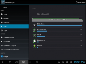 Abbildung 2: Im Stand-by-Modus verbraucht das Tablet praktisch keinen Strom.