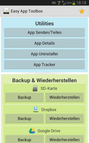 Abbildung 13: Easy App Tool Box überzeugt durch umfangreiche Backup-Funktionen.