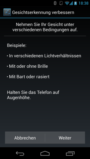 Abbildung 5: Verbessern Sie die Erkennungsrate von Face Unlock durch wiederholte Aufnahmen.