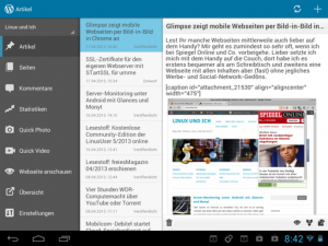 An User mit einem Android-Tablet wurde selbstverständlich auch gedacht.
