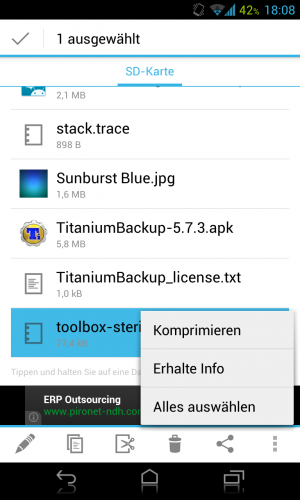 Abbildung 3: Die zur Verfügung stehenden Funktionen reichen für den täglichen Gebrauch durchaus auch, für komplexere Aktionen sollten Sie allerdings doch weiterhin den Explorer an Ihrem Computer verwenden.