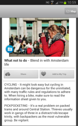 Abbildung 4: Amsterdam City Guide ist zwar kostenlos, aber nicht sonderlich informativ.