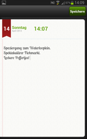 Abbildung 14: Die schicke Tagebuch-Funktion lädt ein, Erlebnisse in Wort und Bild festzuhalten.