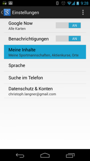 Unter "Meine Inhalte" finden Sie die entsprechenden Einstellungen.