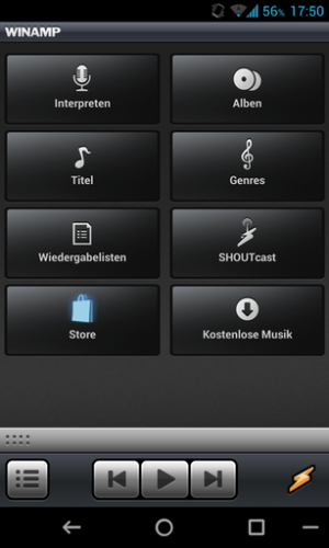 Abbildung 13: Das Winamp Layout und Design erinnert deutlich an die Desktop Version.
