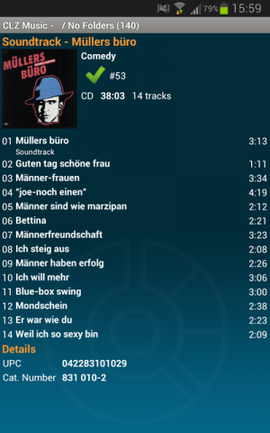 Abbildung 6: In der Detailansicht eines Albums lässt sich durch einfaches Antippen das Cover auch im Vollbild darstellen.