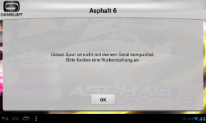 Abbildung 3: Obwohl das Spiel auf der Box des Allview-Tablets beworben wird, startete es in unseren Tests nicht.