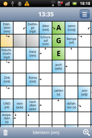 Abbildung 6: Falsche Eingaben hinterlegt Englisch lernen mit Rätseln nur auf Wunsch in Rot.