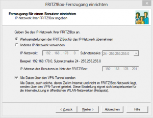 Abbildung 5: Aktivieren Sie für einen sicheren VPN-Tunnel die Option alle Daten über das VPN zu leiten.