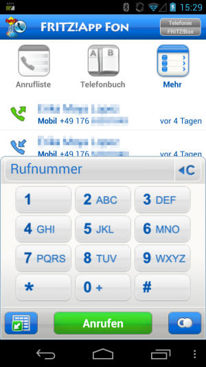 Abbildung 2: Mit der App Fritz!App Fon wird jeder Androide zum Schnurlostelefon.