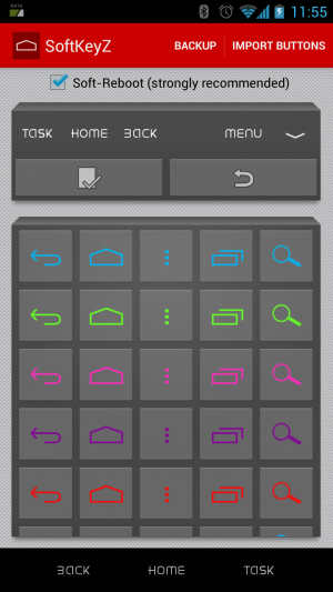 Abbildung 3: Mit SoftKeyZ ändern Sie die virtuellen Tasten von Handys ohne Hardware-Buttons.