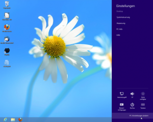 Abbildung 3: Die PC-Einstellungen verstecken sich in der Seitenleiste von Windows 8.