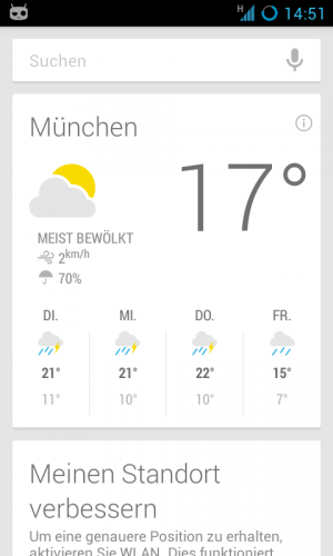 Abbildung 19: Google Now rufen Sie über den Lupen-Button am unteren Rand des Displays auf.
