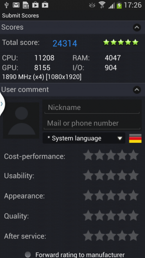 Abbildung 4: Im AnTuTu-Benachmark hängt das Galaxy S4 jeden anderen aktuellen Androiden ab.