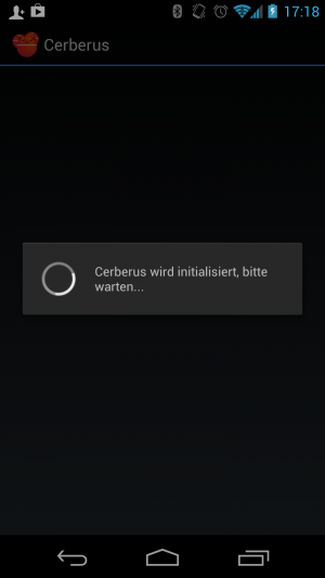 Cerberus muss beim ersten Start initialisiert werden.