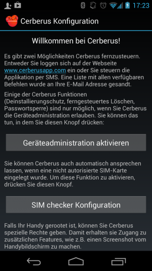 Richten Sie Cerberus auf Ihrem Androiden ein.