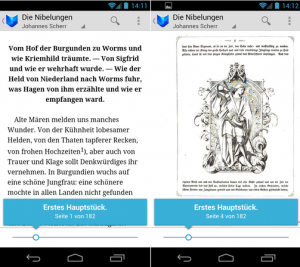 Abbildung 7: Bei den eingescannten alten Büchern können Sie zwischen der Textvariante und dem Original wechseln.