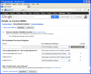 Abbildung 2: Über Diesen Kalender freigeben lassen sich Google-Kalender bequem mit anderen teilen.