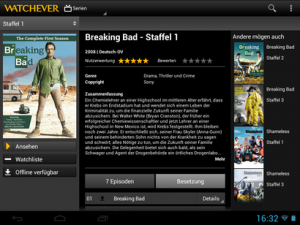 Abbildung 3: Das Angebot Watchevers ist ausbaufähig, von vielen Serien gibt es nur die ersten Staffeln.