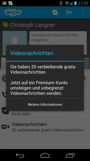 Um unbegrenzt Nachrichten versenden zu können, ist ein Premium-Konto nötig.
