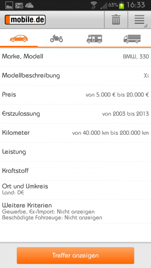 Abbildung 7: In unserem Suchbeispie gab es bei Mobile.de wesentlich mehr Treffer als bei Autoscout24.